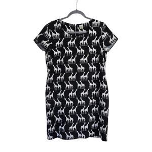 Seen Worn Kept Anthropologie Giraffe Black White Novelty Mini Dress, Petite Med